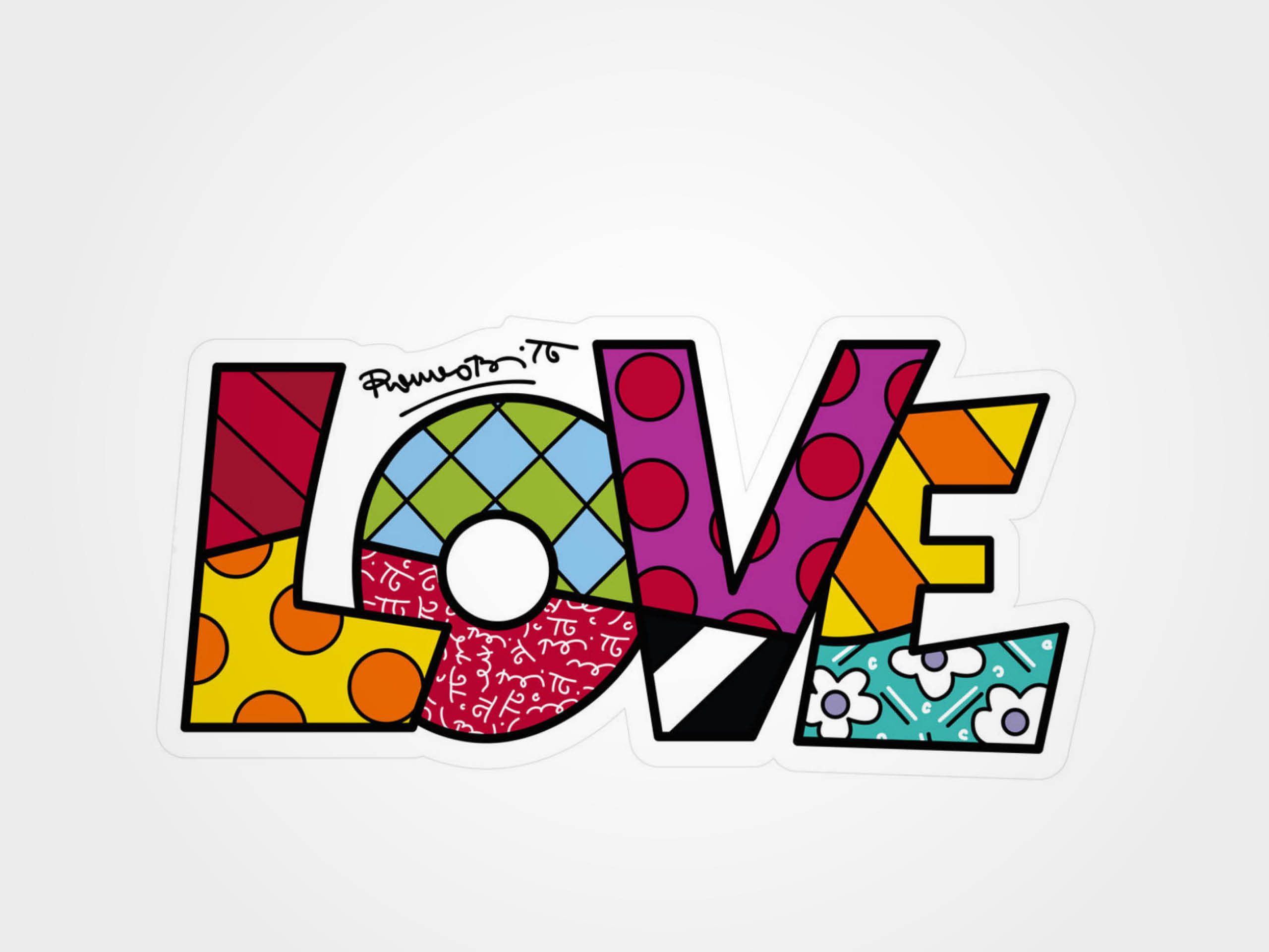 Romero Britto: Art Panel / Wandobjekt "Love"