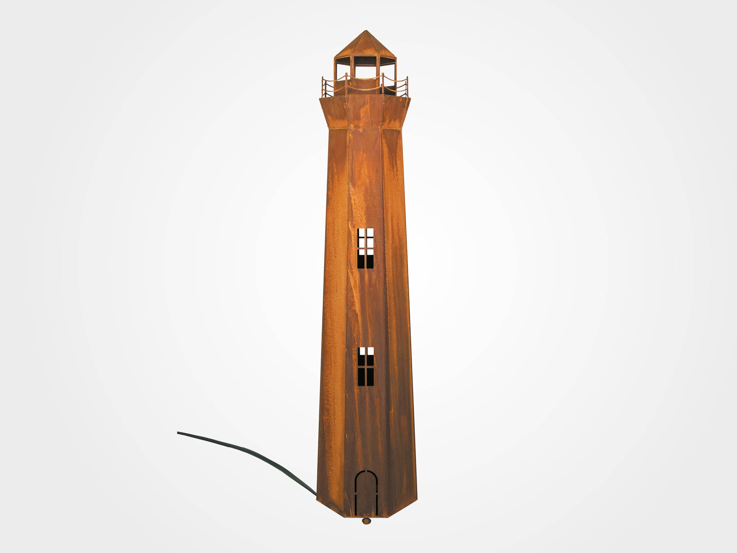 Edelrost Leuchtturm mit Beleuchtungssatz, Gartendeko