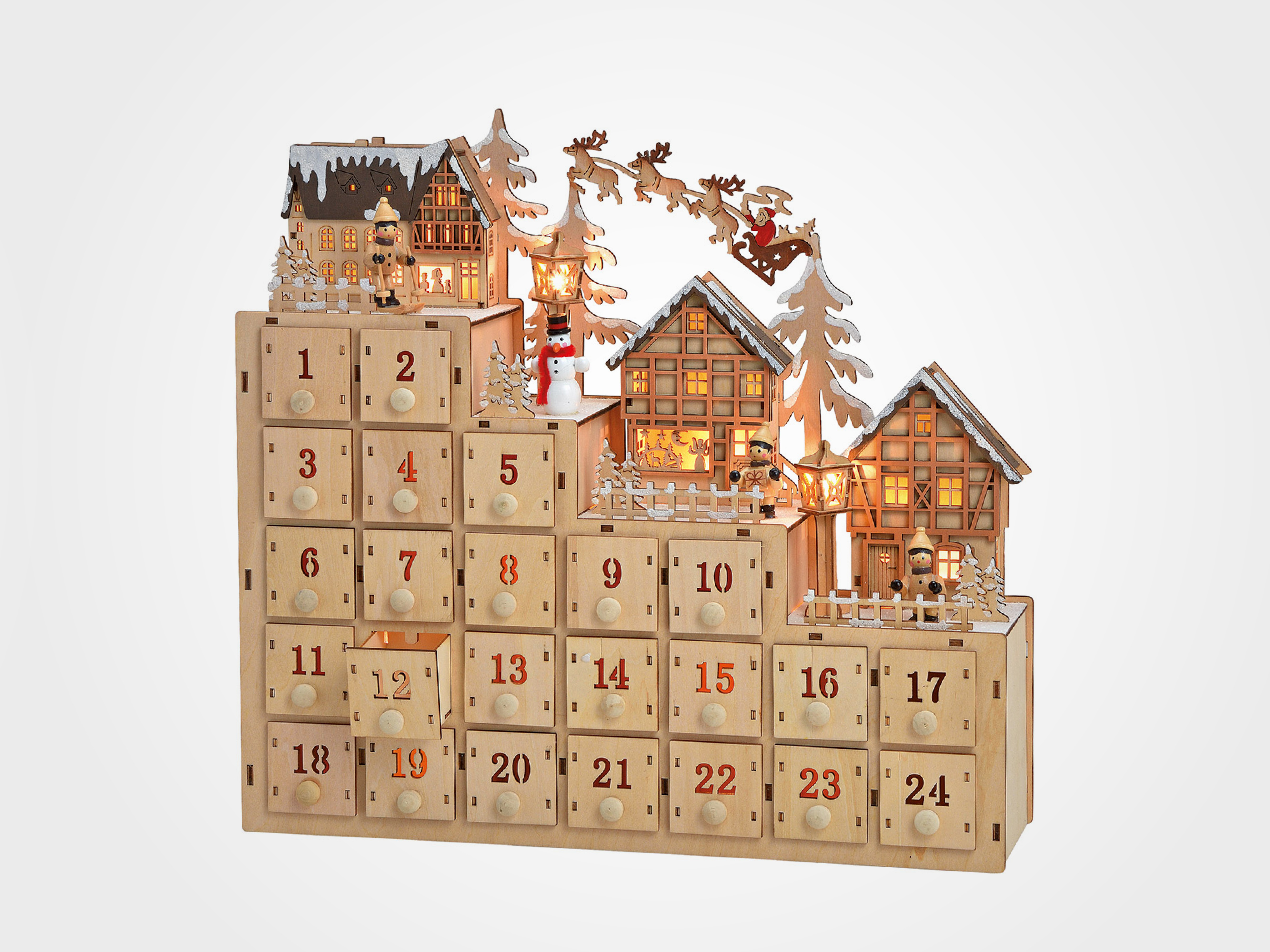 Adventskalender Winterszene aus Holz