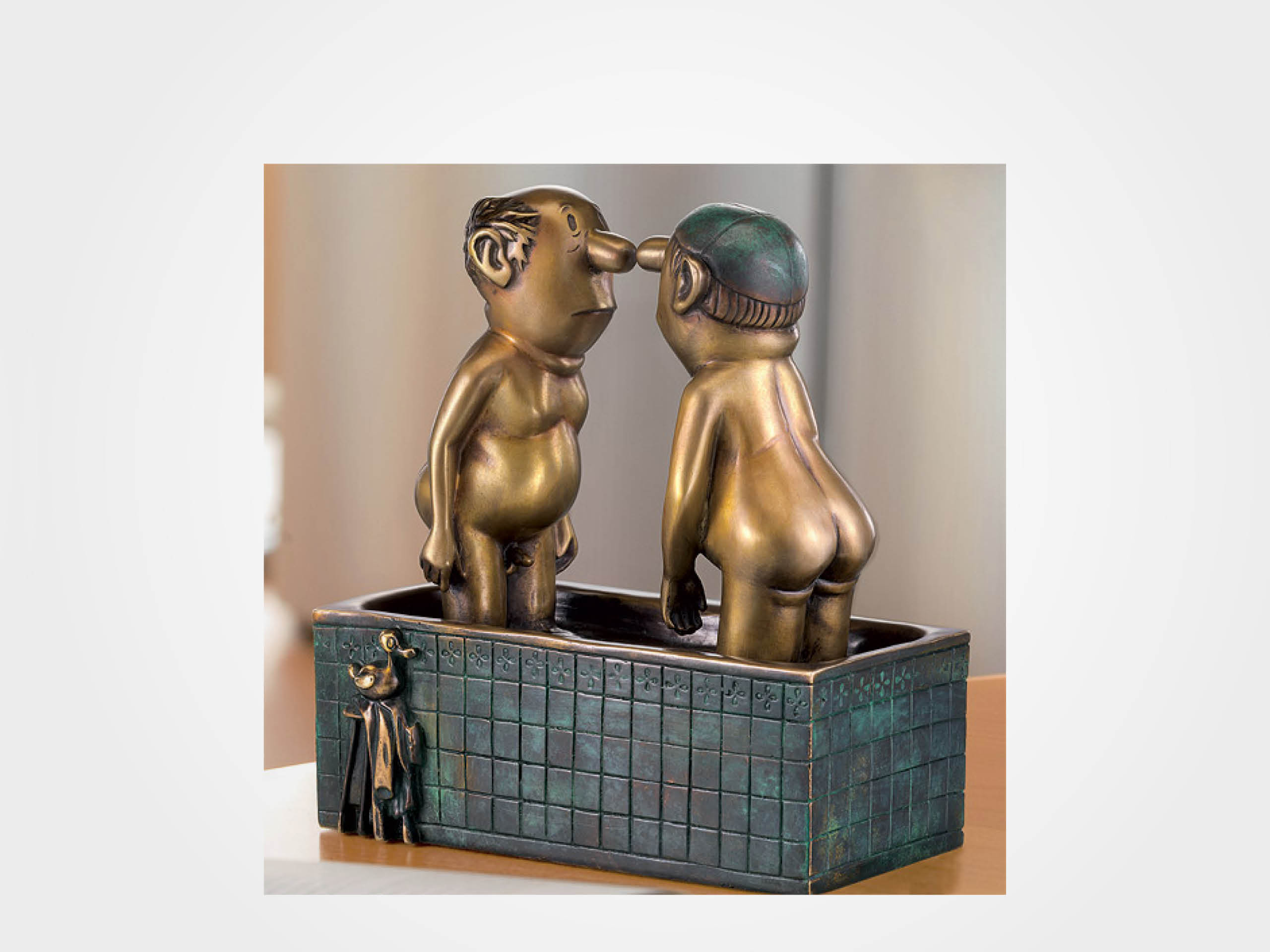 Loriot: Skulptur "Herren im Bad", Bronze