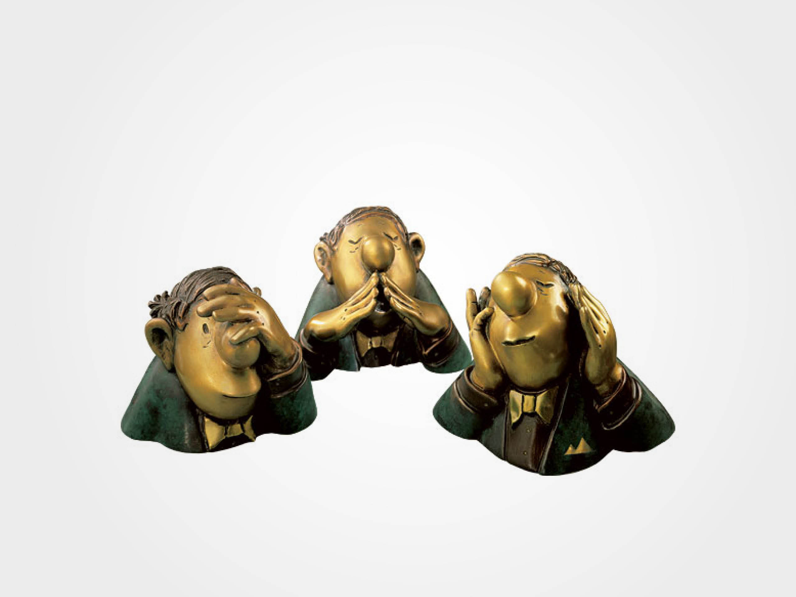 Loriot: Skulpturen "Die drei Charakterköpfe", Version in Bronze