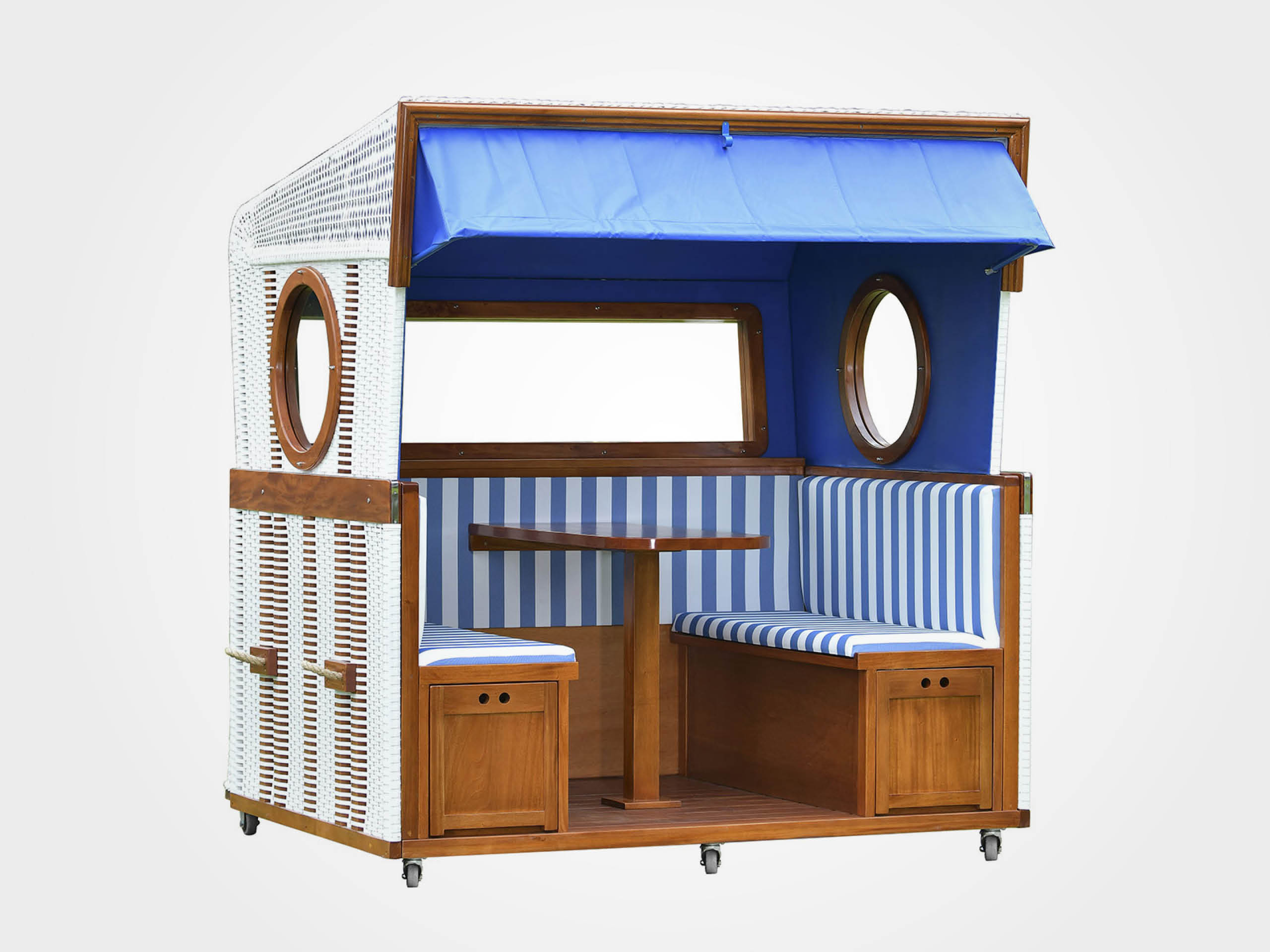 Strandkorb 6-Sitzer, Gosch-Lounge blau-weiß