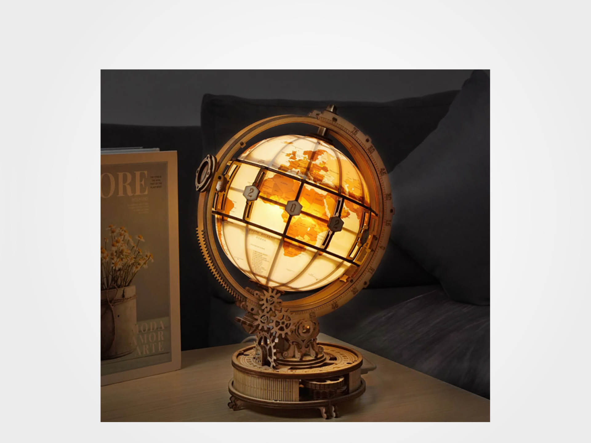  3D-Holzpuzzle, Globus, beleuchtet