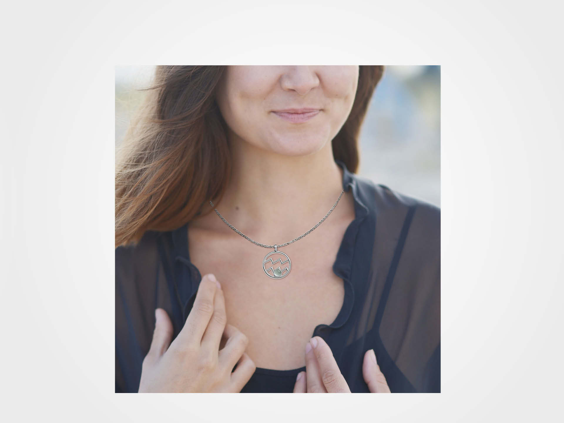 Kettenanhänger Sternzeichen Wassermann, mit Kette